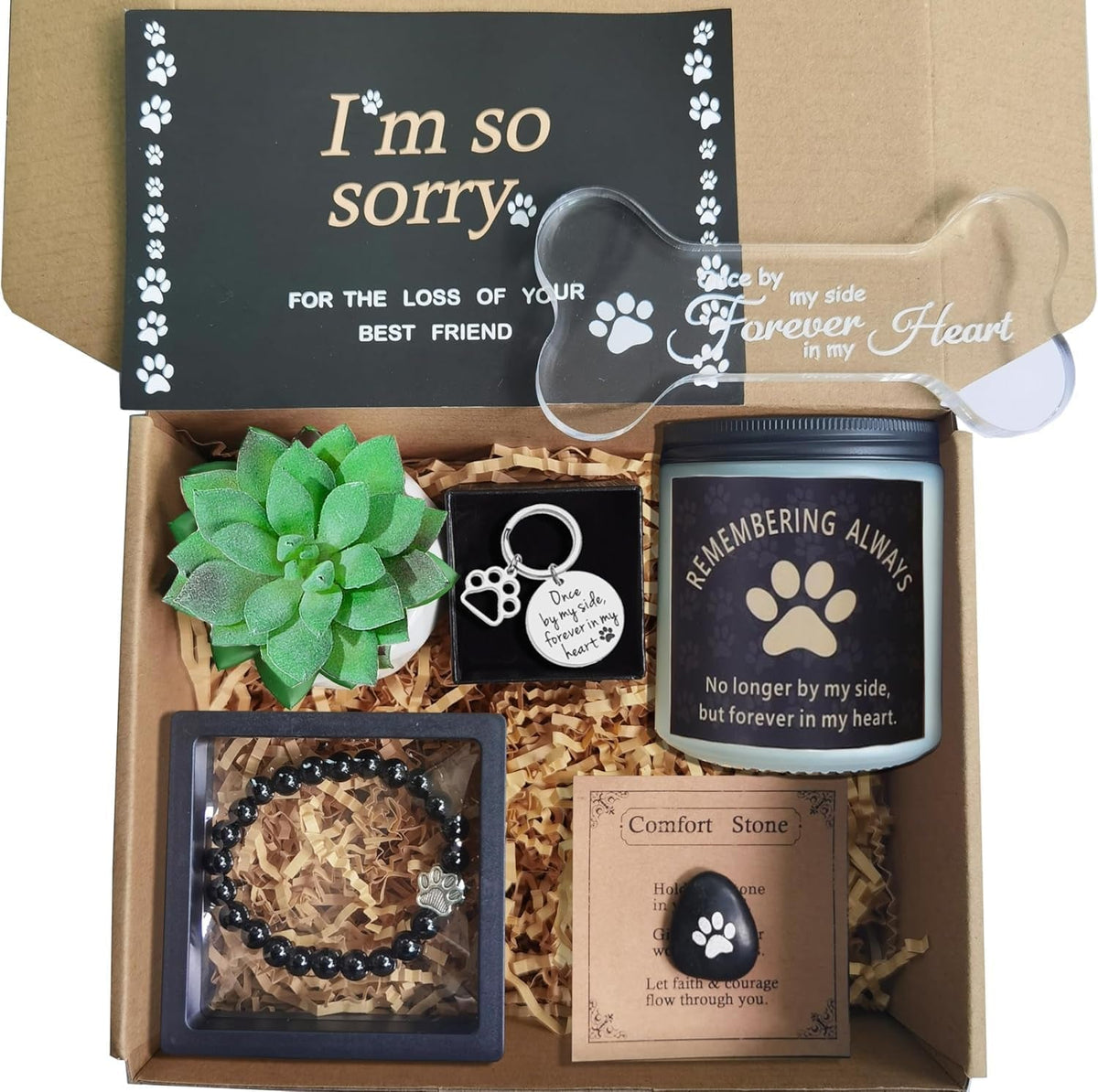 Loss of Dog Cat Pet Sympathy Gift,The Perfect Way to Express Your Condolences Dog Memorial Gifts for Loss of Dog Remembrance Gift Basket for Friends Family (Black)
