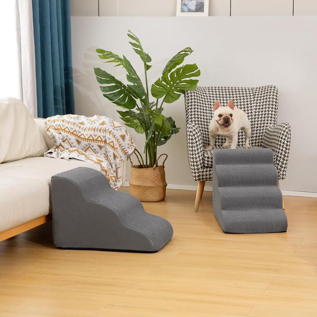 3-tier non-slip dog ramp and stairs for beds and couches.