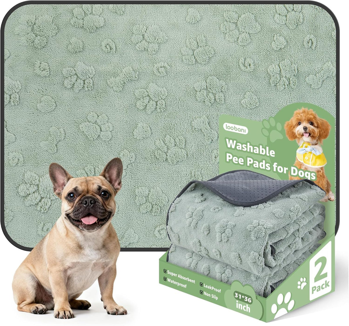 LOOBANI reusable dog pad for whelping, puppy training, and crate protection.