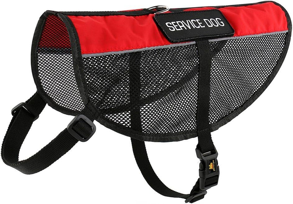 Red PLUTUS PET dog vest with two removable patches