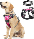 Reflective no-pull dog harness with adjustable straps and front and back leash clips.