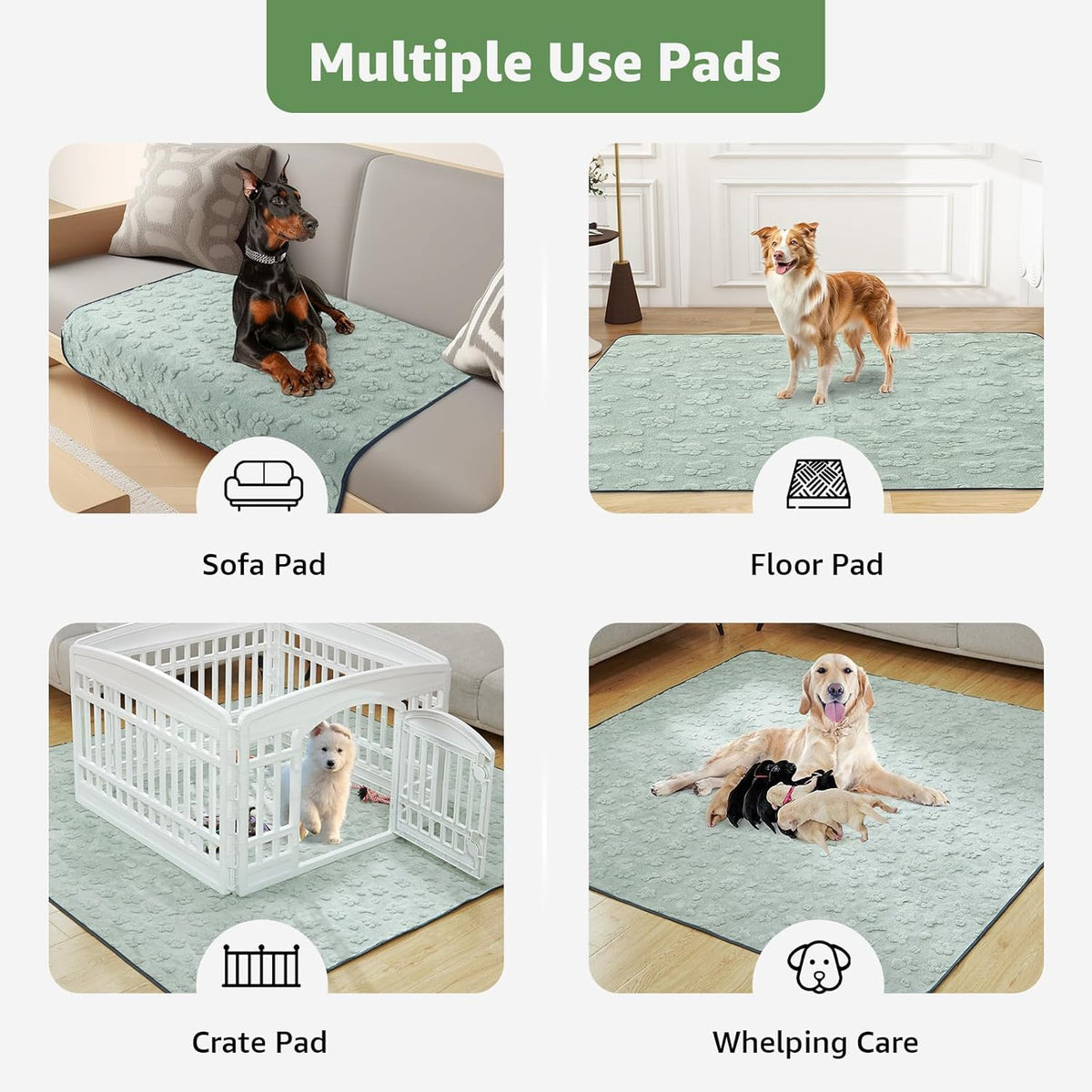 LOOBANI reusable dog pad for whelping, puppy training, and crate protection.
