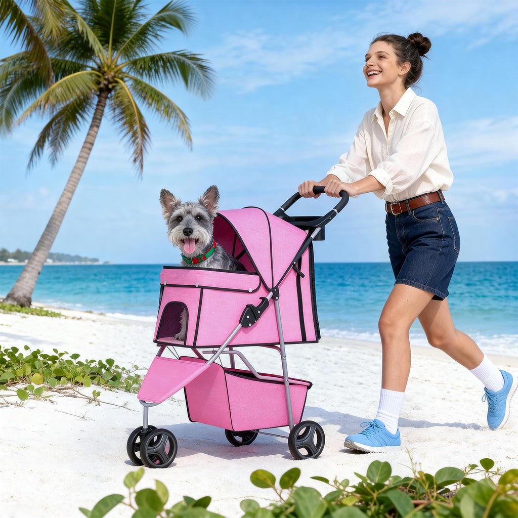 Bestpet 3-wheel pet stroller for dogs and cats.