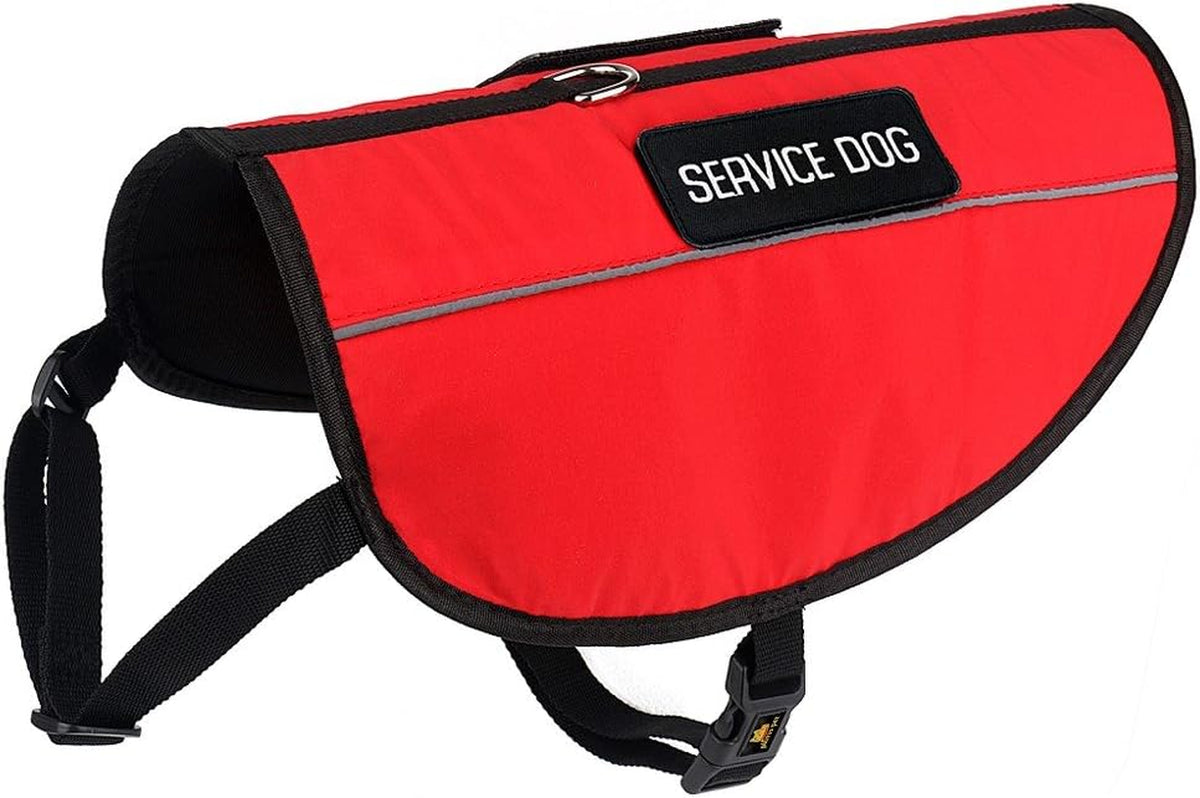 Red PLUTUS PET dog vest with two removable patches