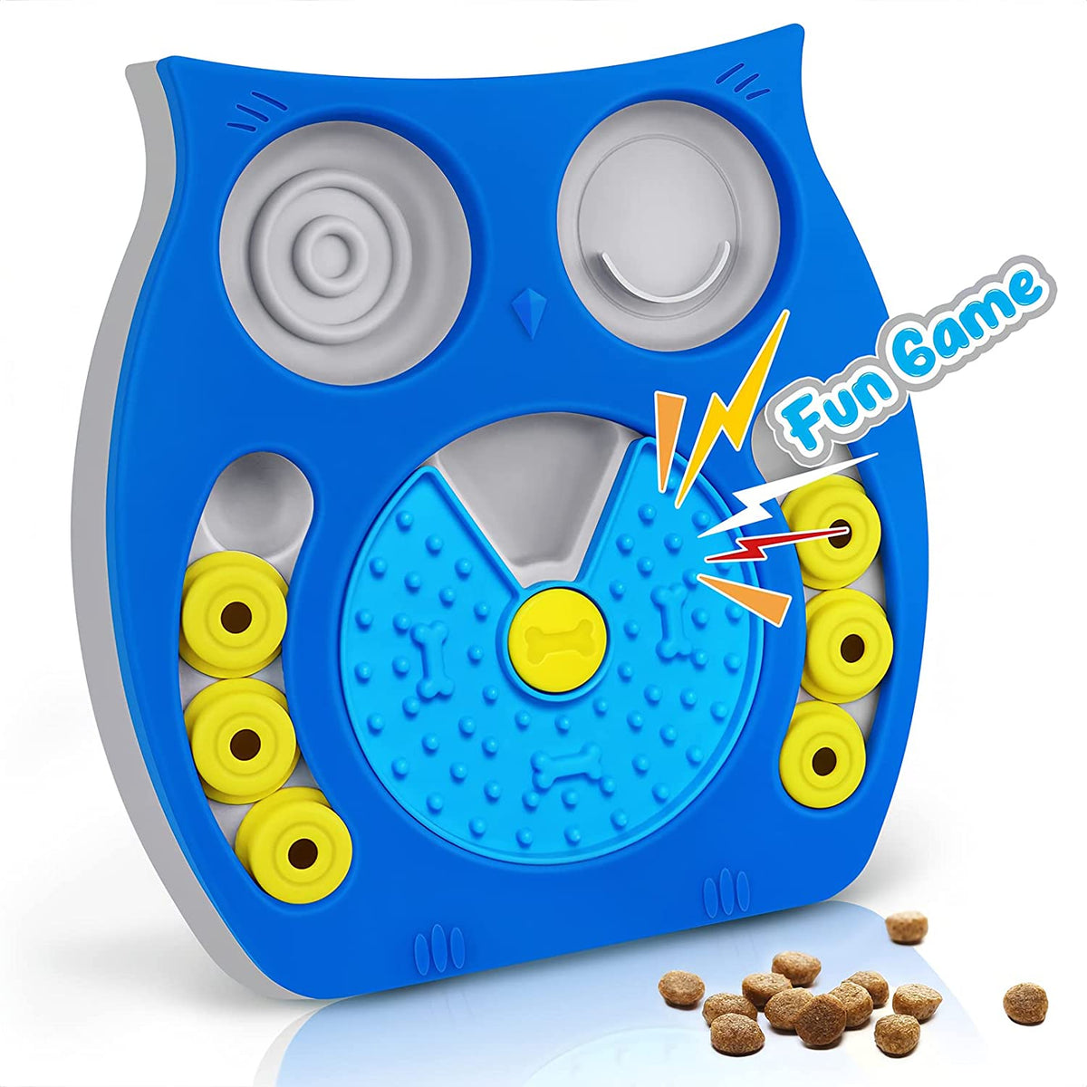 Interactive dog puzzle toy with treat dispenser.