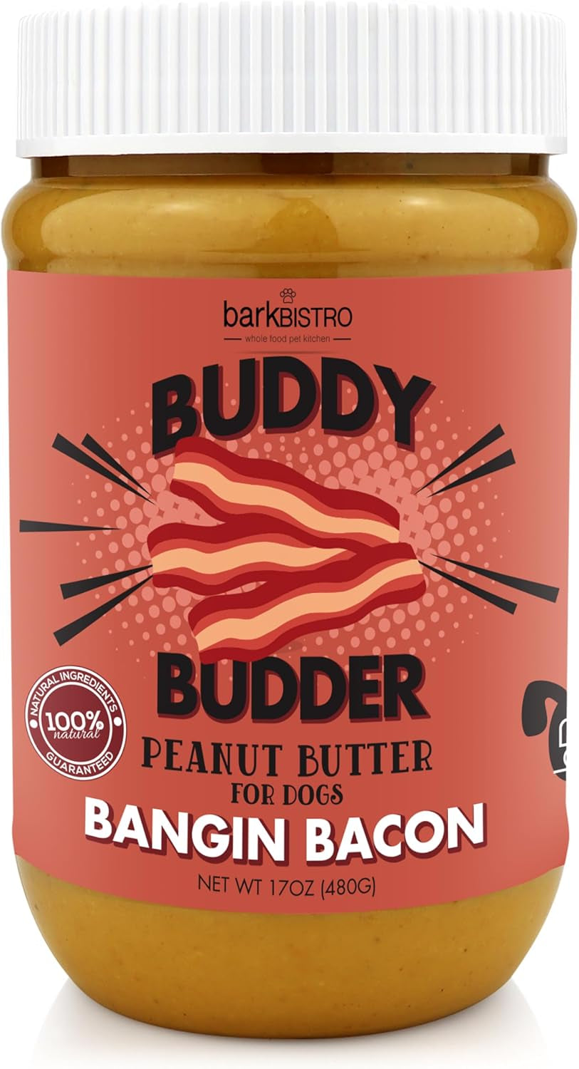 Buddy Budder dog peanut butter treats available in assorted flavors