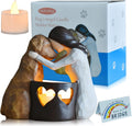 Dog memorial candle holder statue with LED candle.