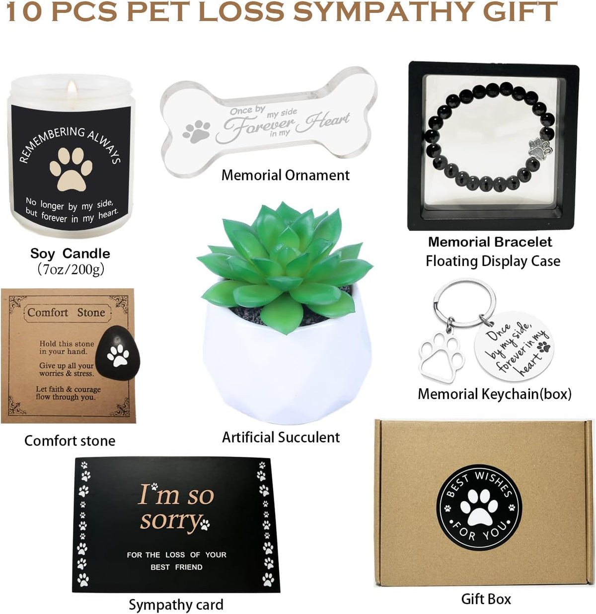 Pet loss sympathy gift basket for grieving dog or cat owners.