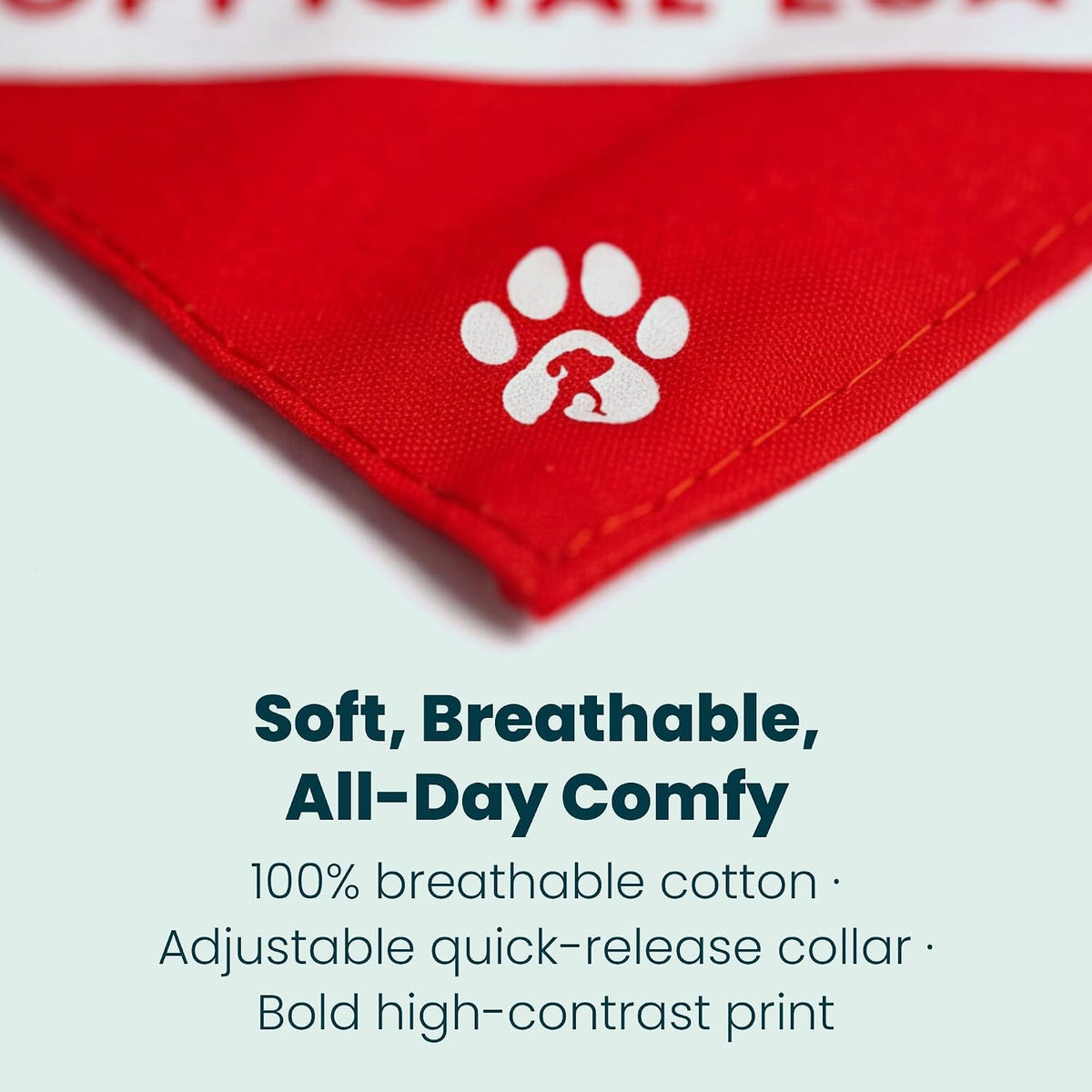 Red reversible support-pet bandana with ESA and PSD lettering.