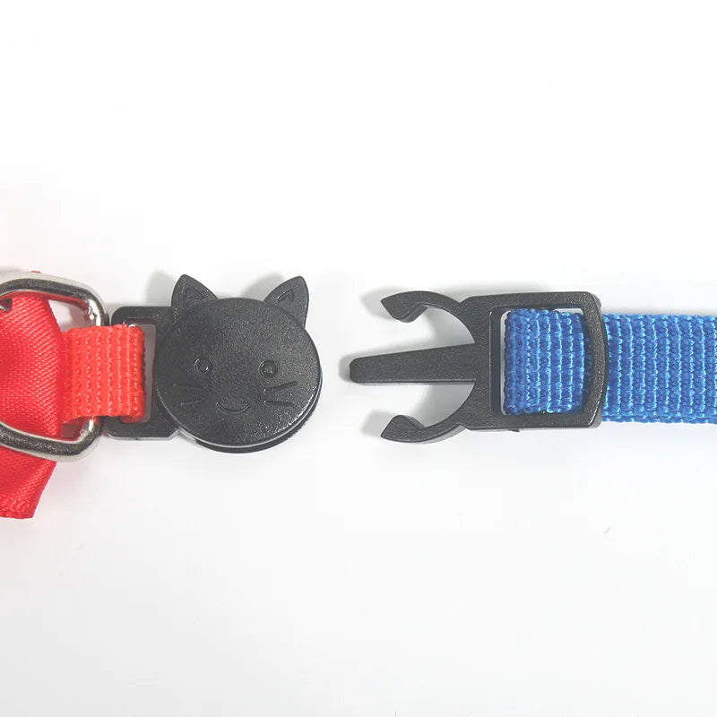 Adjustable cat collar with bow and bell