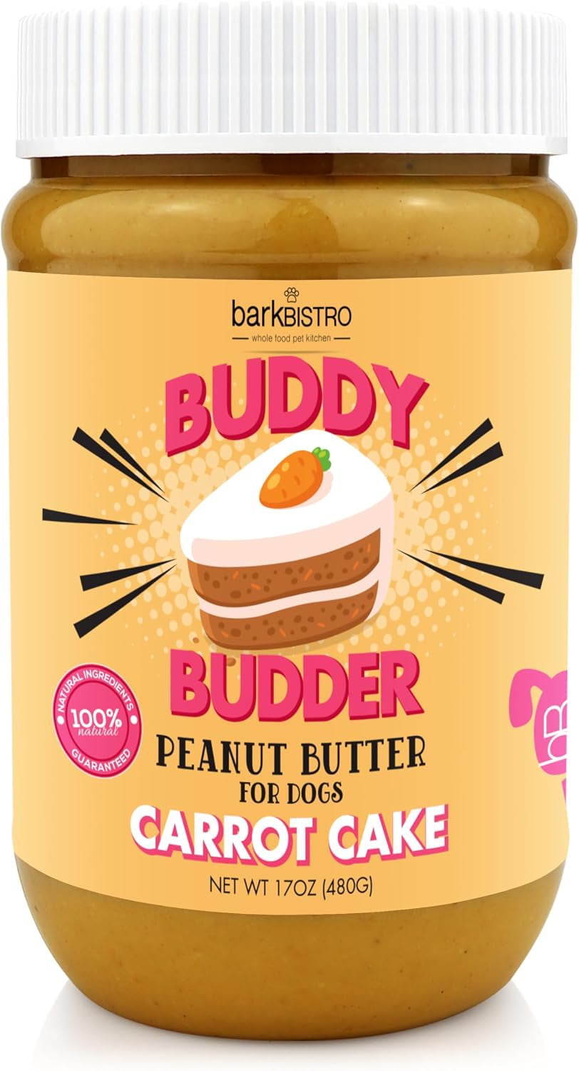 Buddy Budder dog peanut butter treats available in assorted flavors