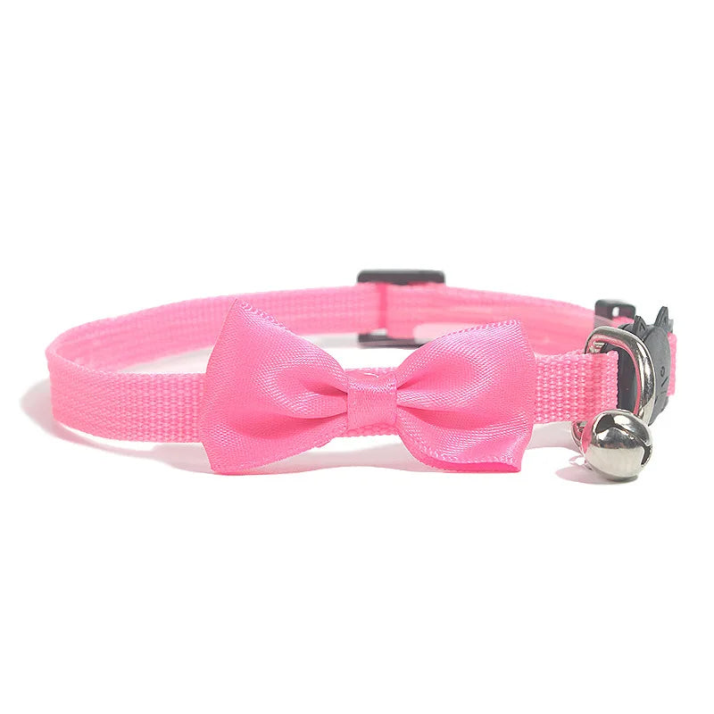 Adjustable cat collar with bow and bell
