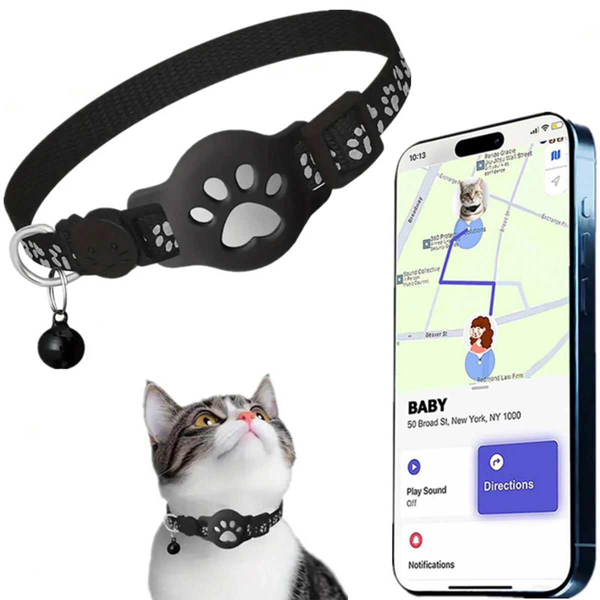GPS Pet Tracker Collar for Cats Waterproof No Monthly Fee Advanced Tracking Device for Pet Safety