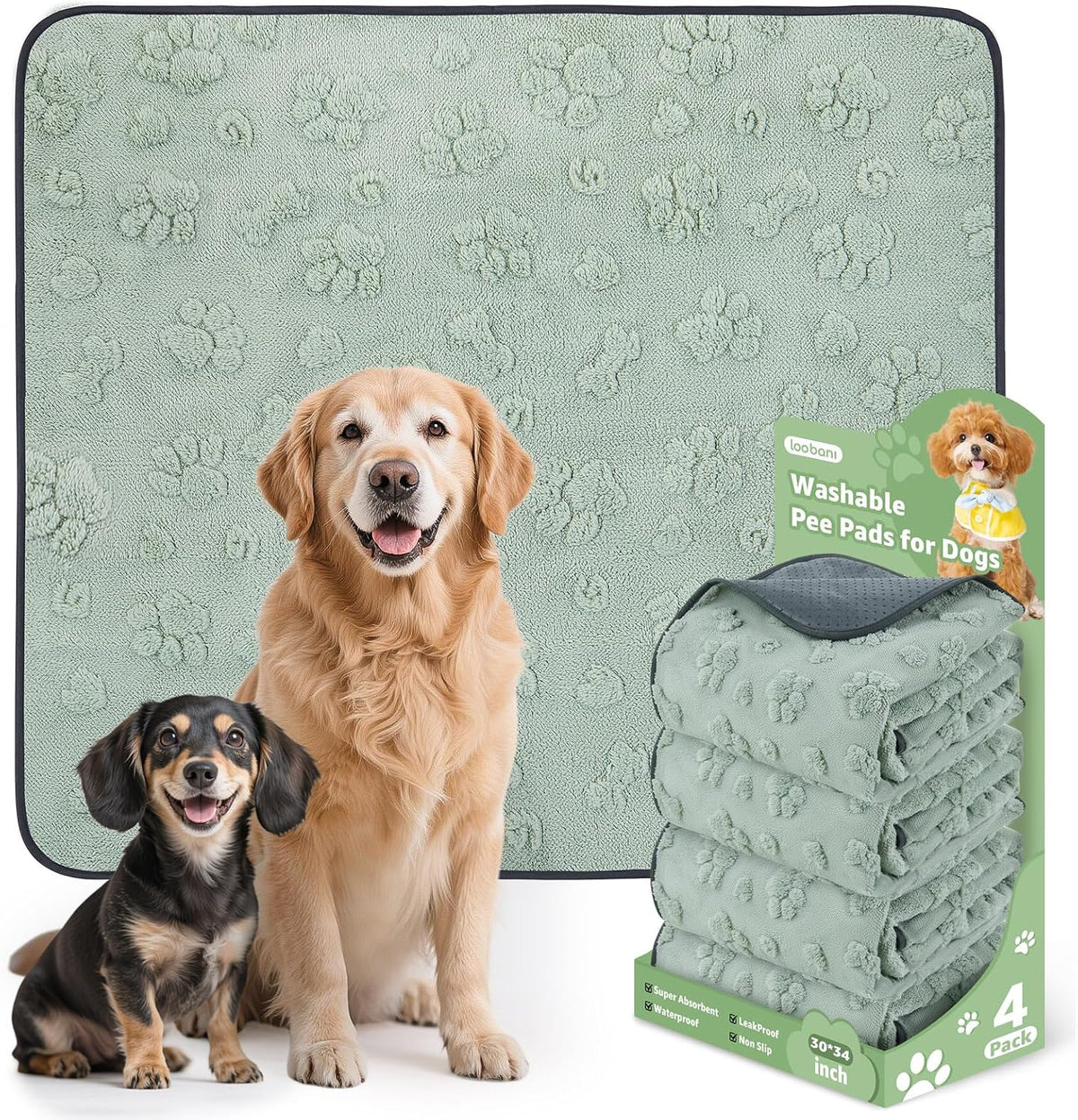LOOBANI reusable dog pad for whelping, puppy training, and crate protection.