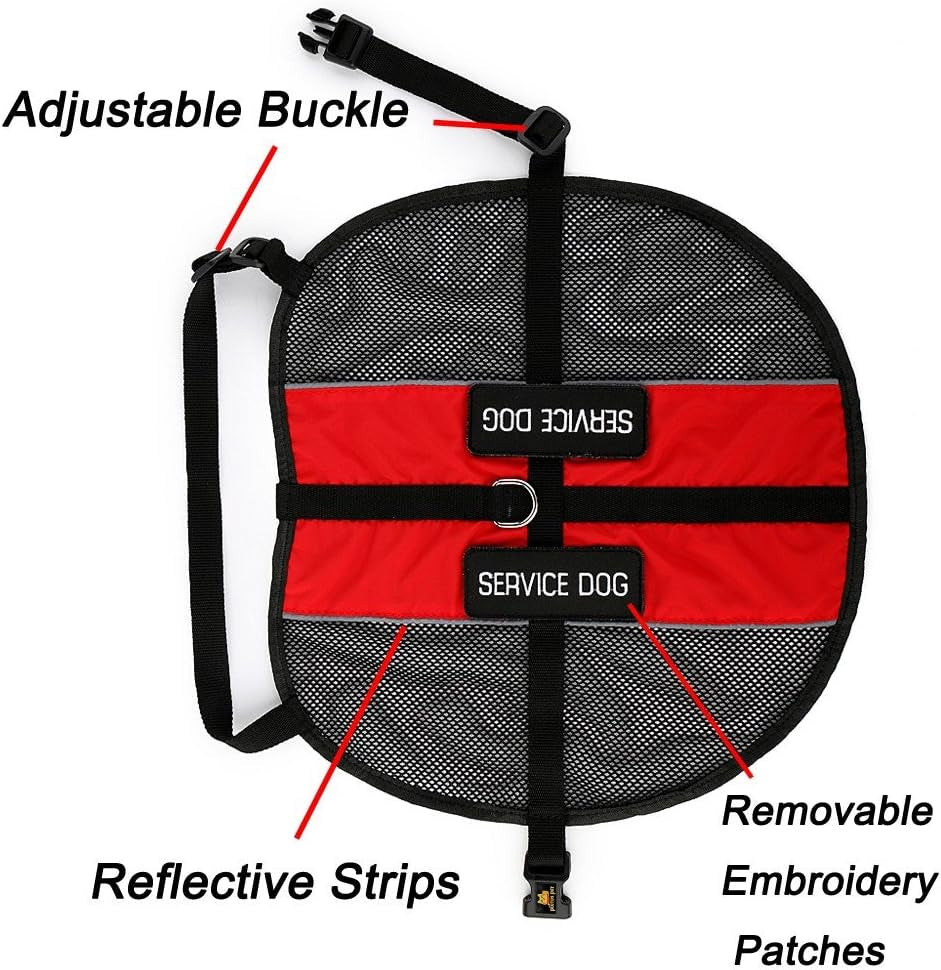 Red PLUTUS PET dog vest with two removable patches