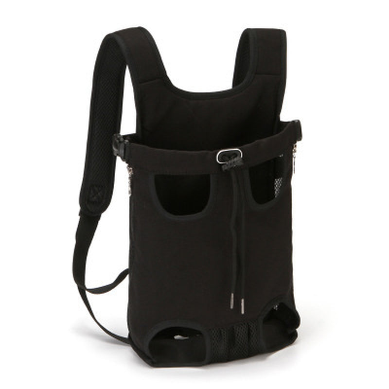 Pet chest carrier bag with adjustable straps and breathable mesh panels for small dogs and cats.