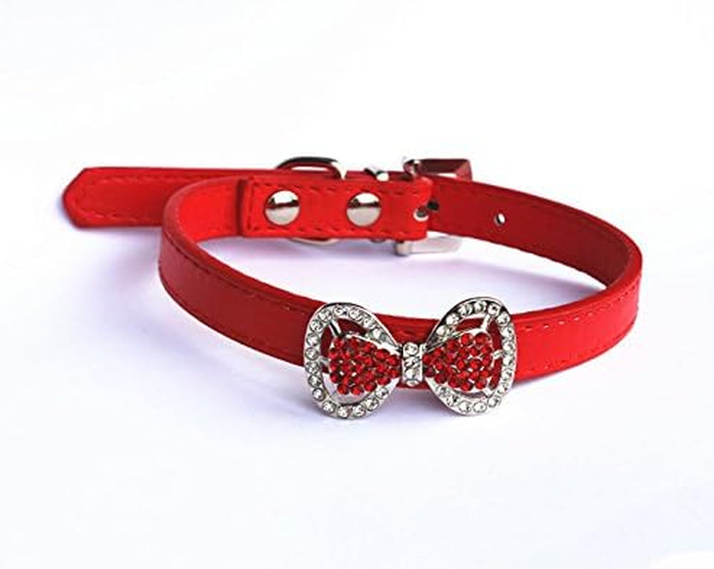 Red rhinestone bow tie cat collar
