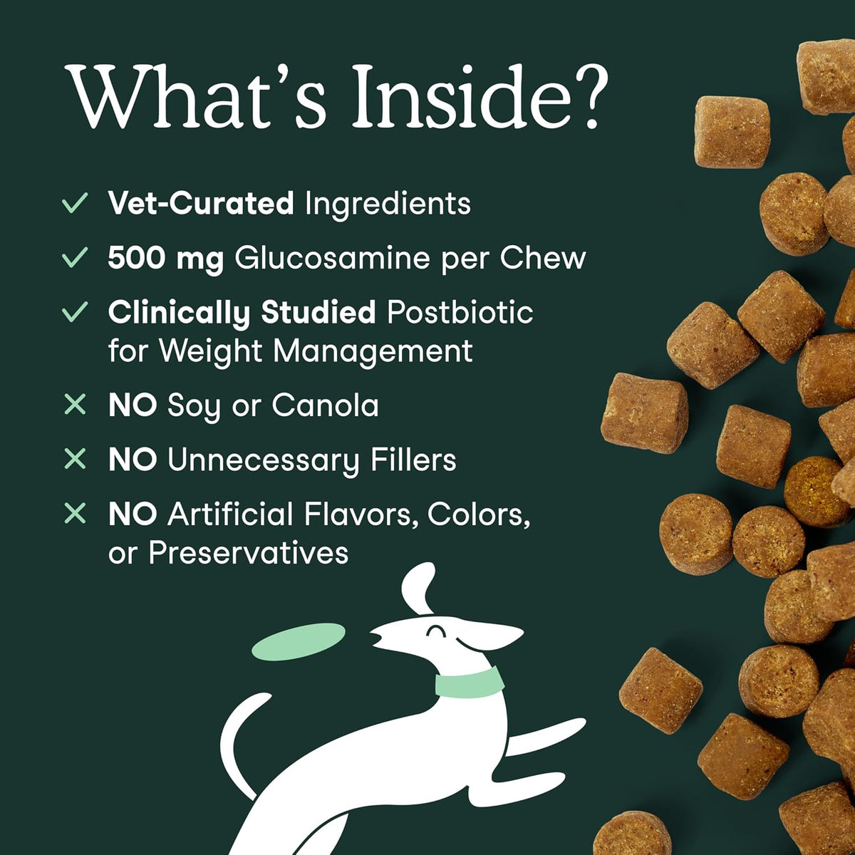 Fera Pets Hip & Joint Supplement for Dogs, chicken bone broth soft chews with glucosamine.