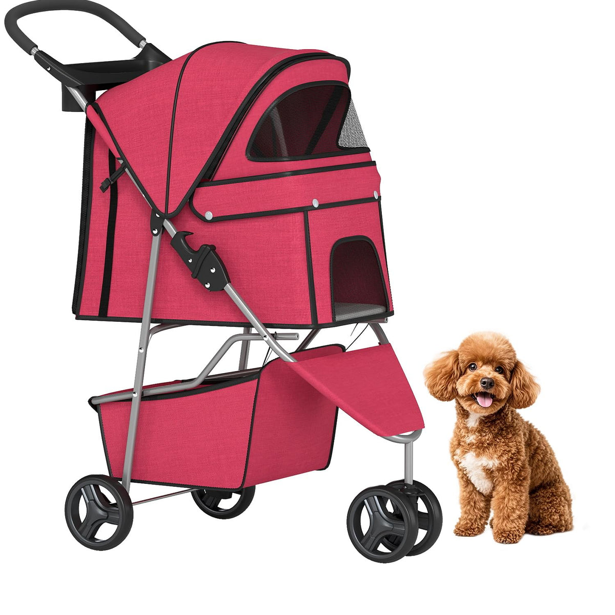 Bestpet 3-wheel pet stroller for dogs and cats.