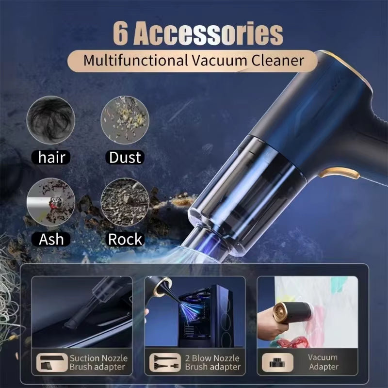 CENRR portable cordless car vacuum with handheld attachments.