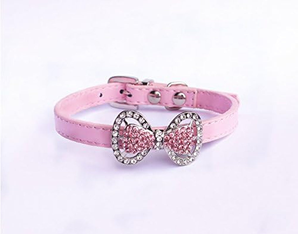 Pink rhinestone bow tie cat collar