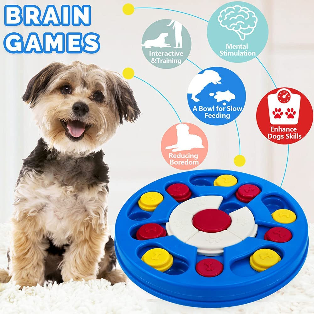 Interactive dog puzzle toy with treat dispenser.