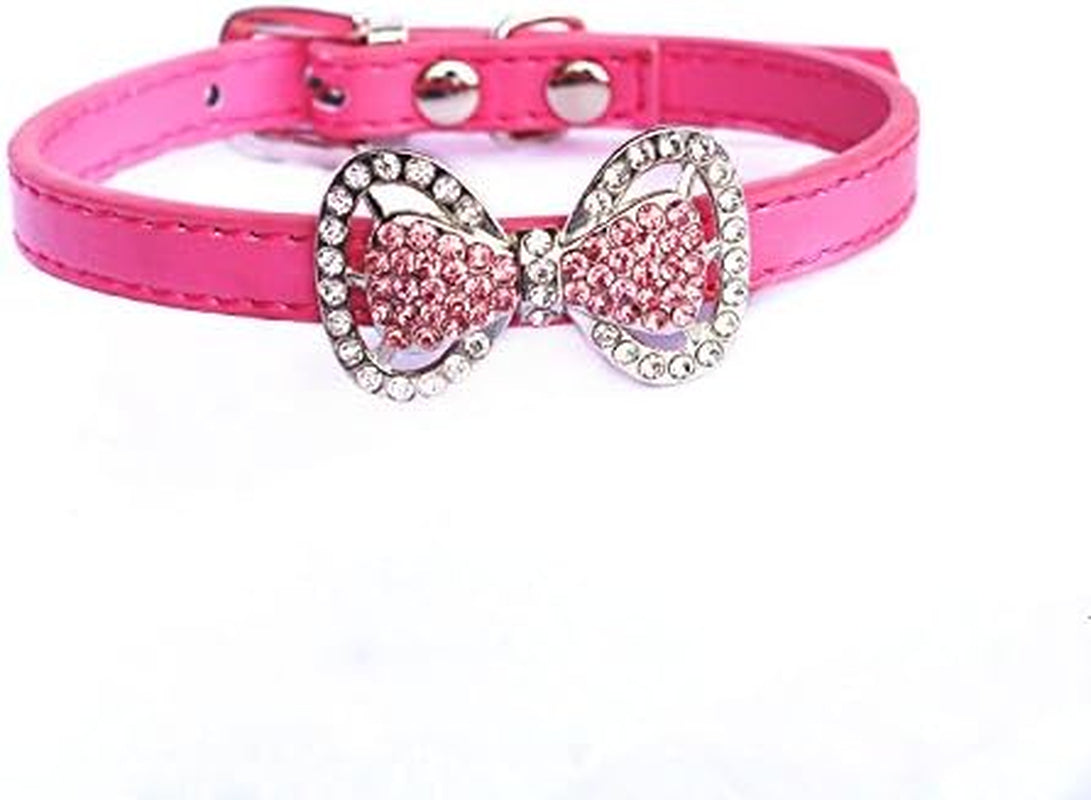 Hot pink rhinestone bow tie cat collar