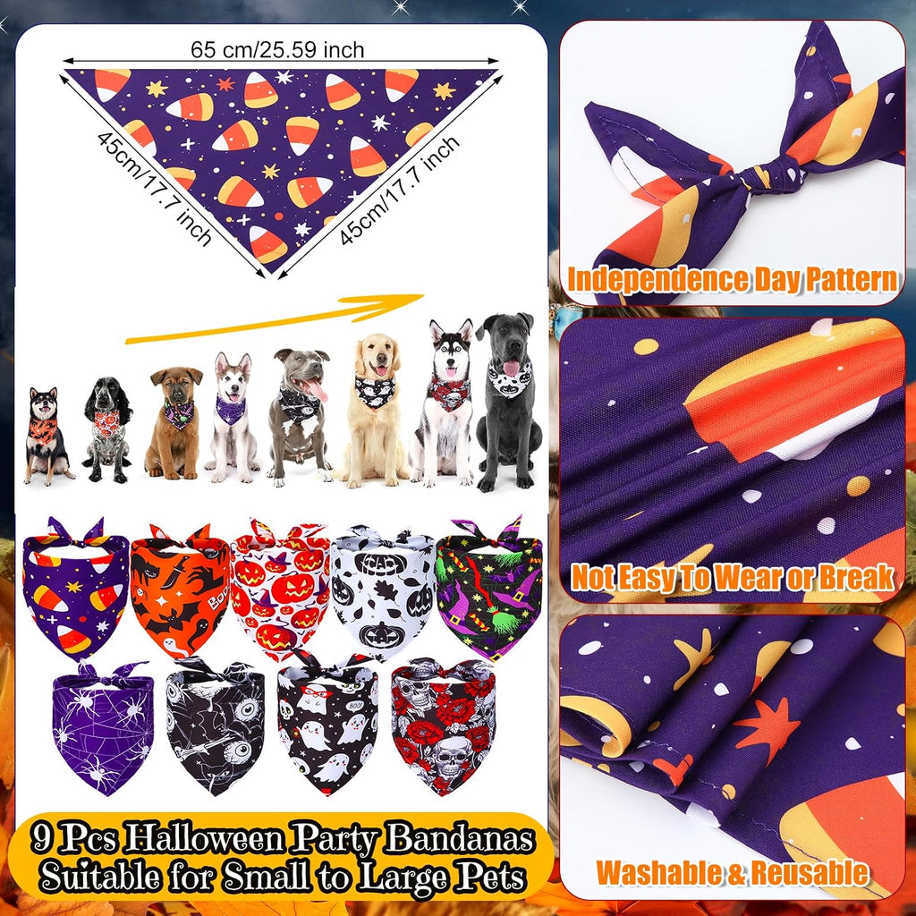 18-piece Halloween dog headbands and bandanas.