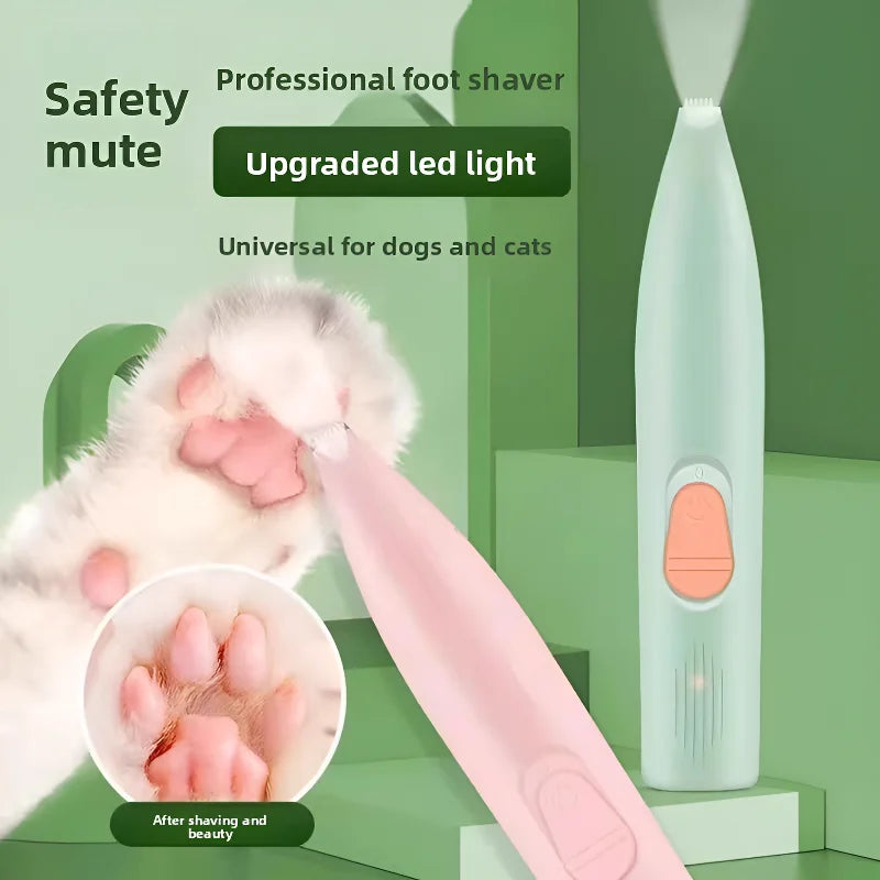 USB-rechargeable pet hair trimmer for grooming paws and small areas.
