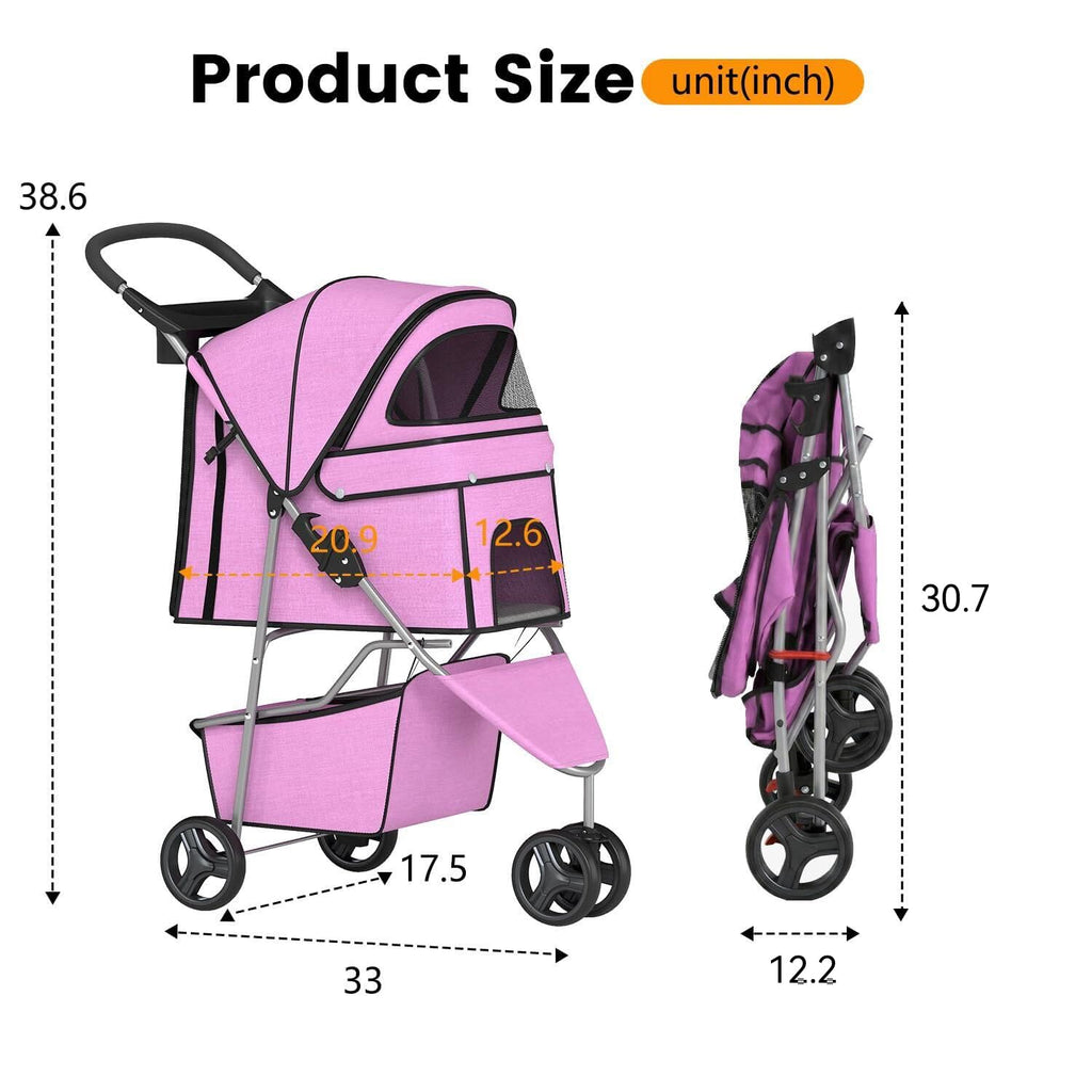 Bestpet 3-wheel pet stroller for dogs and cats.