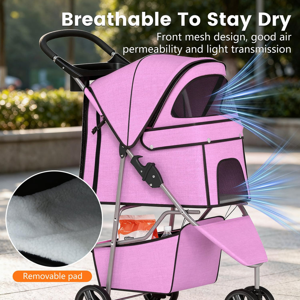 Bestpet 3-wheel pet stroller for dogs and cats.