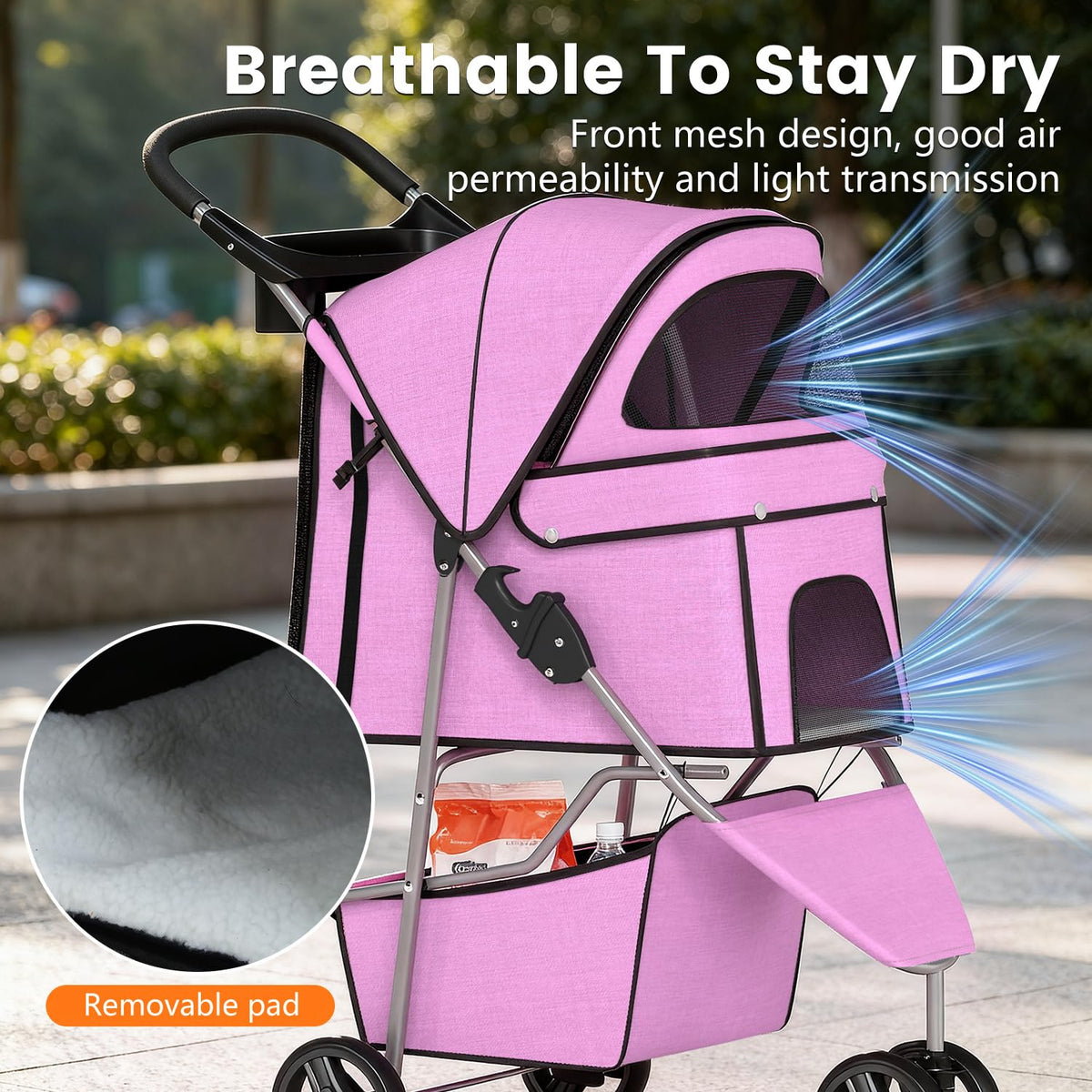 Bestpet 3-wheel pet stroller for dogs and cats.