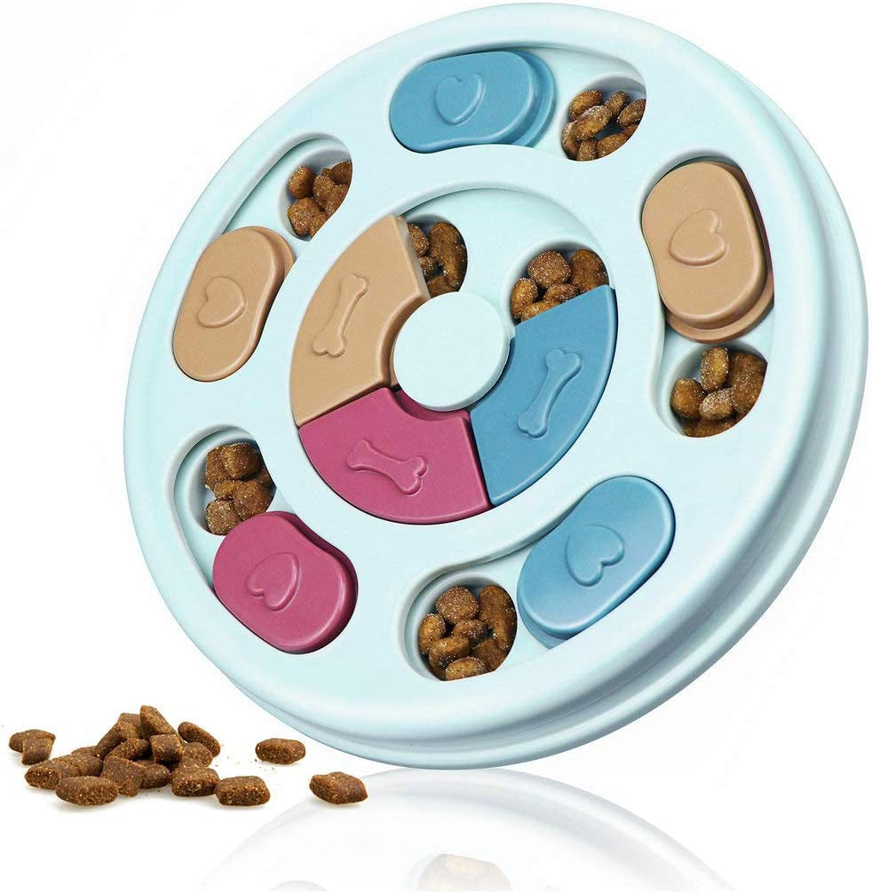 Interactive dog puzzle toy with treat dispenser.