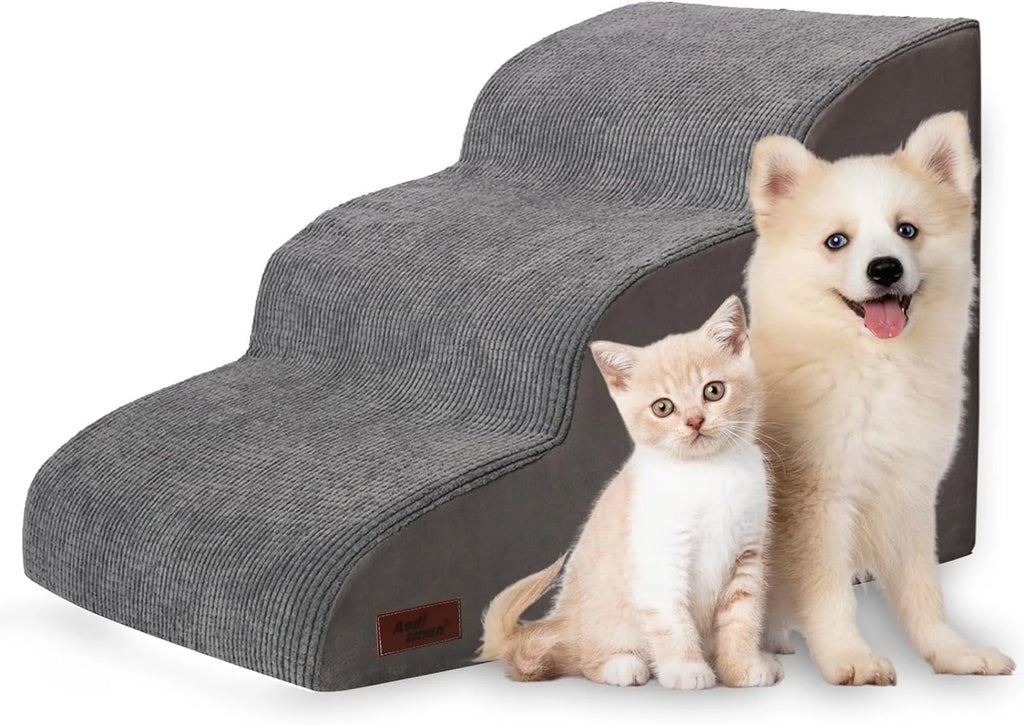 3-tier non-slip dog ramp and stairs for beds and couches.