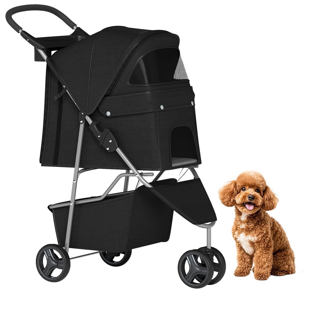 Bestpet 3-wheel pet stroller for dogs and cats.