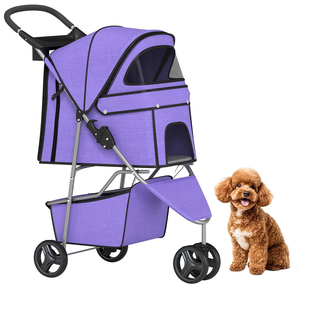 Bestpet 3-wheel pet stroller for dogs and cats.