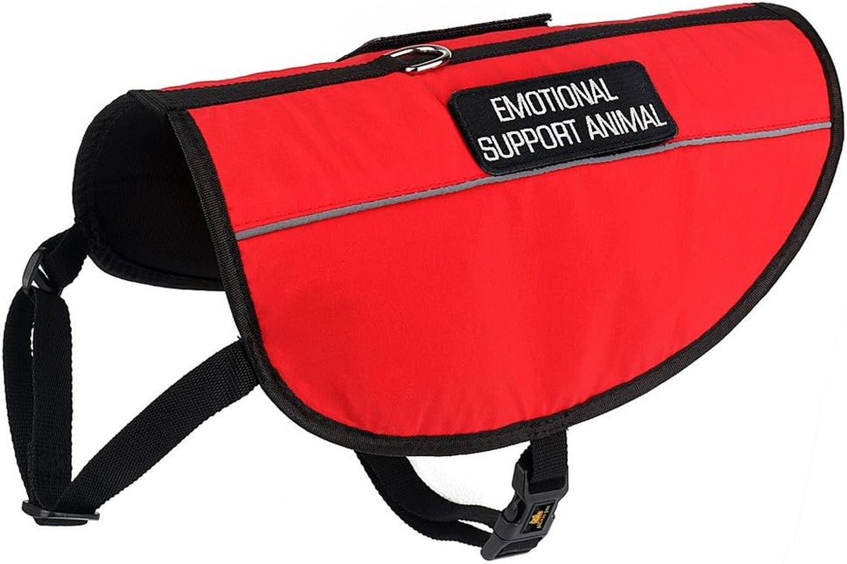 Red PLUTUS PET dog vest with two removable patches