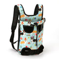 Pet chest carrier bag with adjustable straps and breathable mesh panels for small dogs and cats.