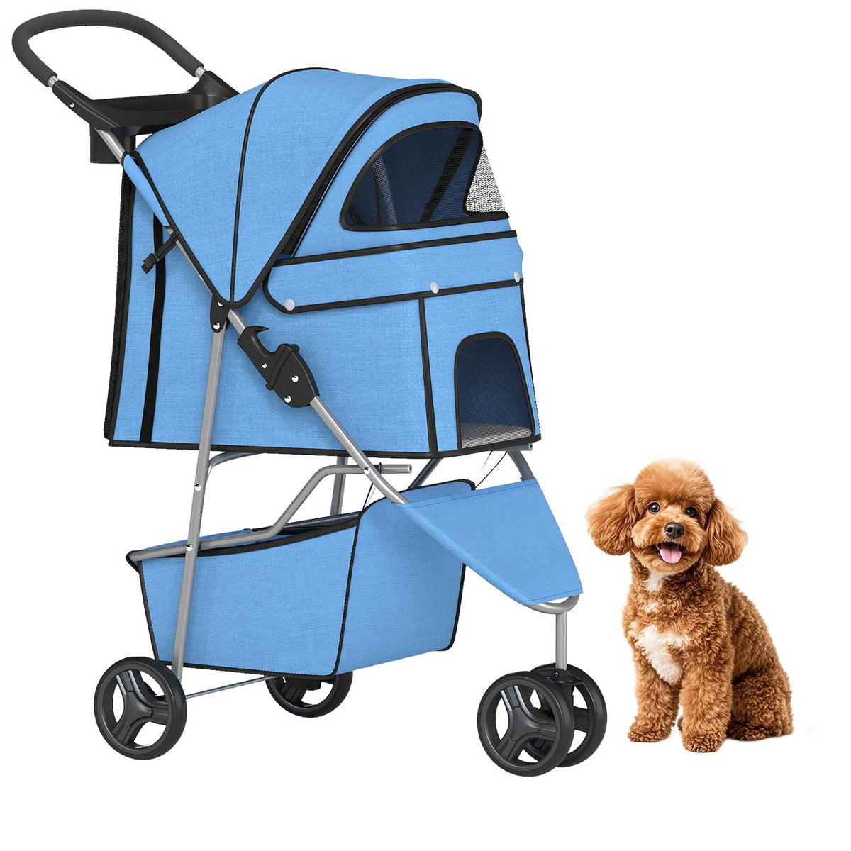 Bestpet 3-wheel pet stroller for dogs and cats.